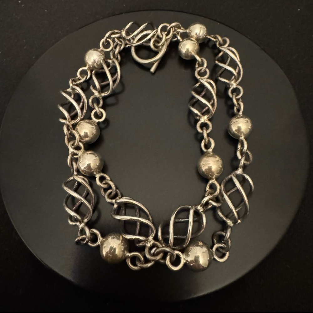 Vintage Mexican Modernist Sterling Silver Necklace - Picture 4 of 7